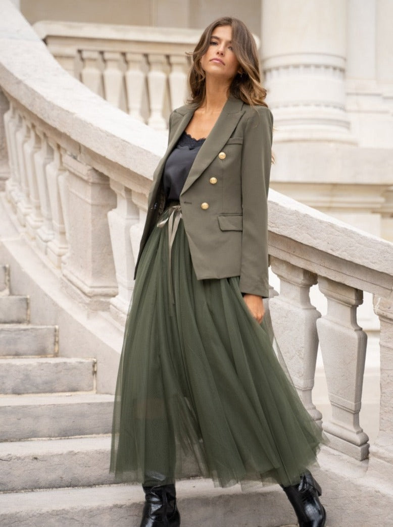 Carrie Tulle Skirt Khaki-S/M-Fi&Co Boutique