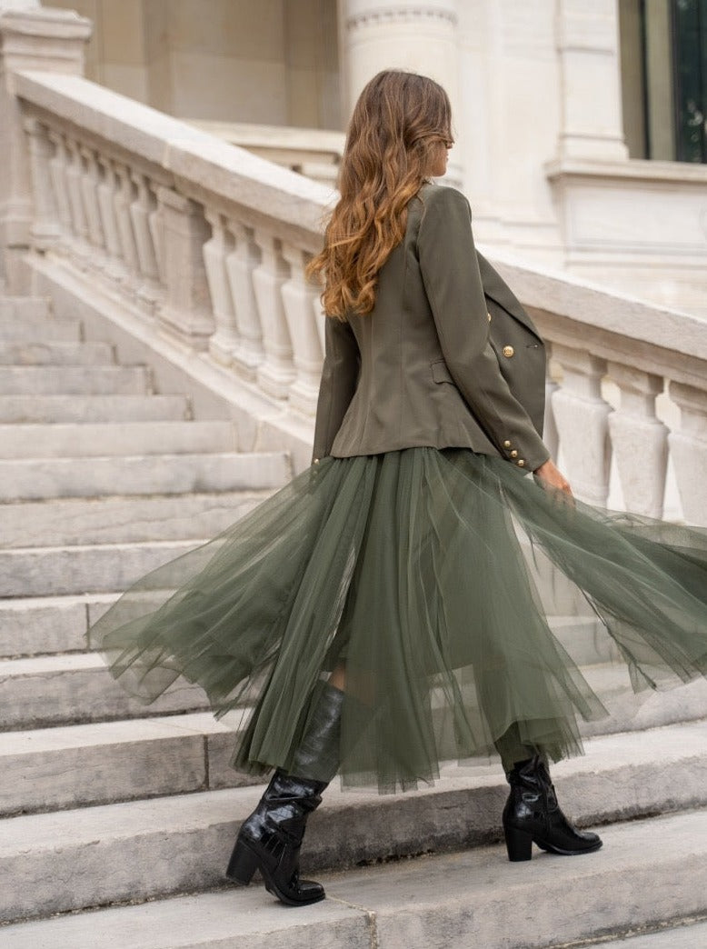 Carrie Tulle Skirt Khaki-S/M-Fi&Co Boutique