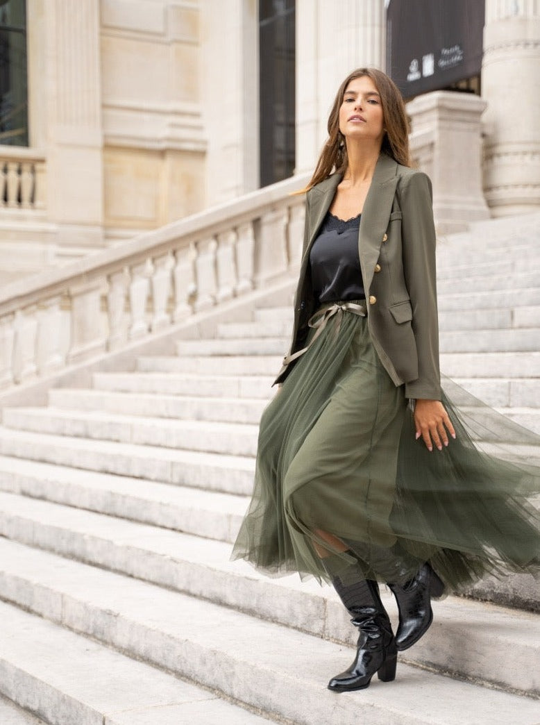 Carrie Tulle Skirt Khaki-S/M-Fi&Co Boutique
