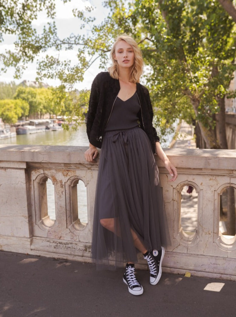 Carrie Tulle Skirt Grey-Fi&Co Boutique