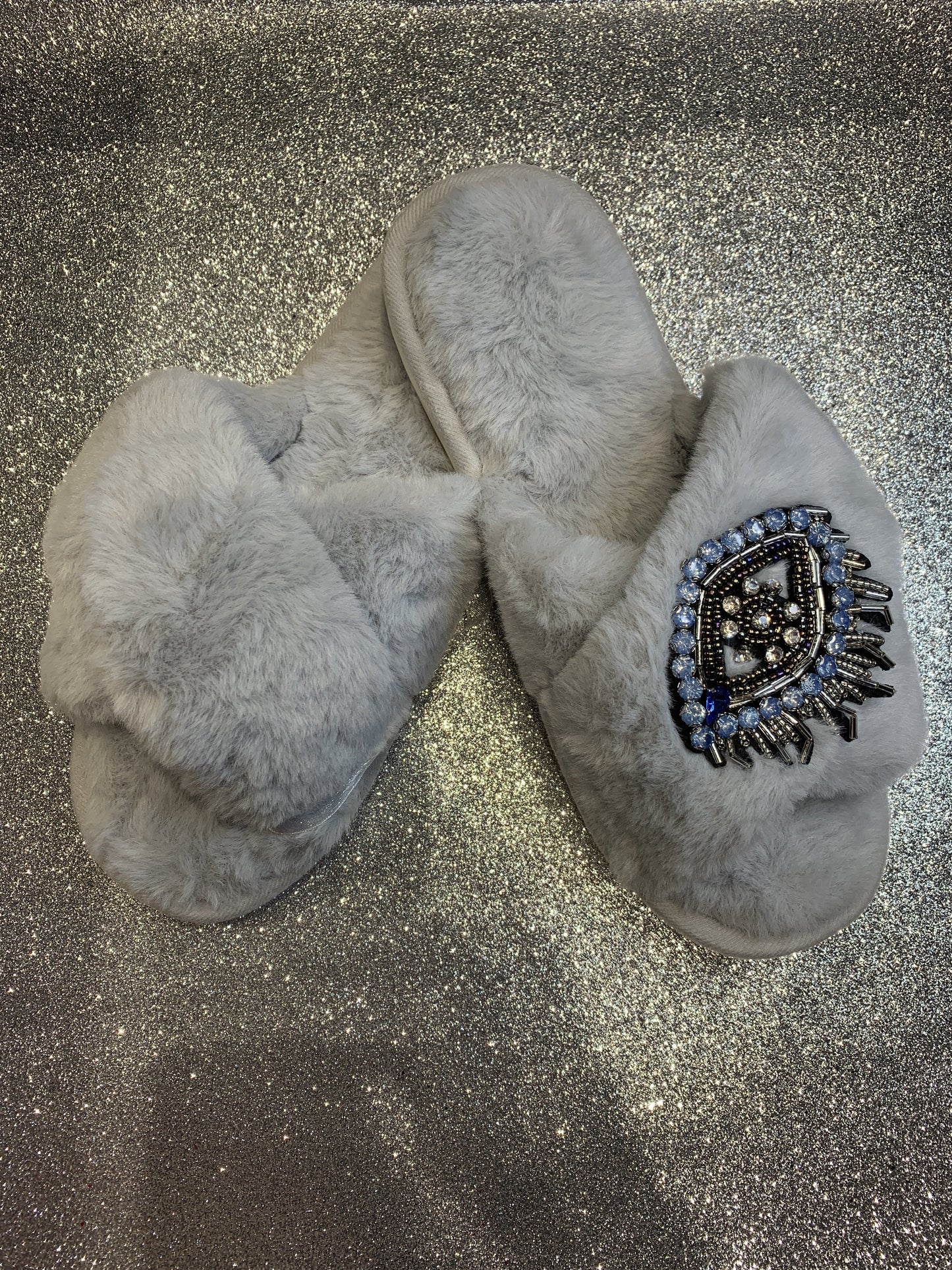 Grey Eye Slippers-Fi&Co Boutique
