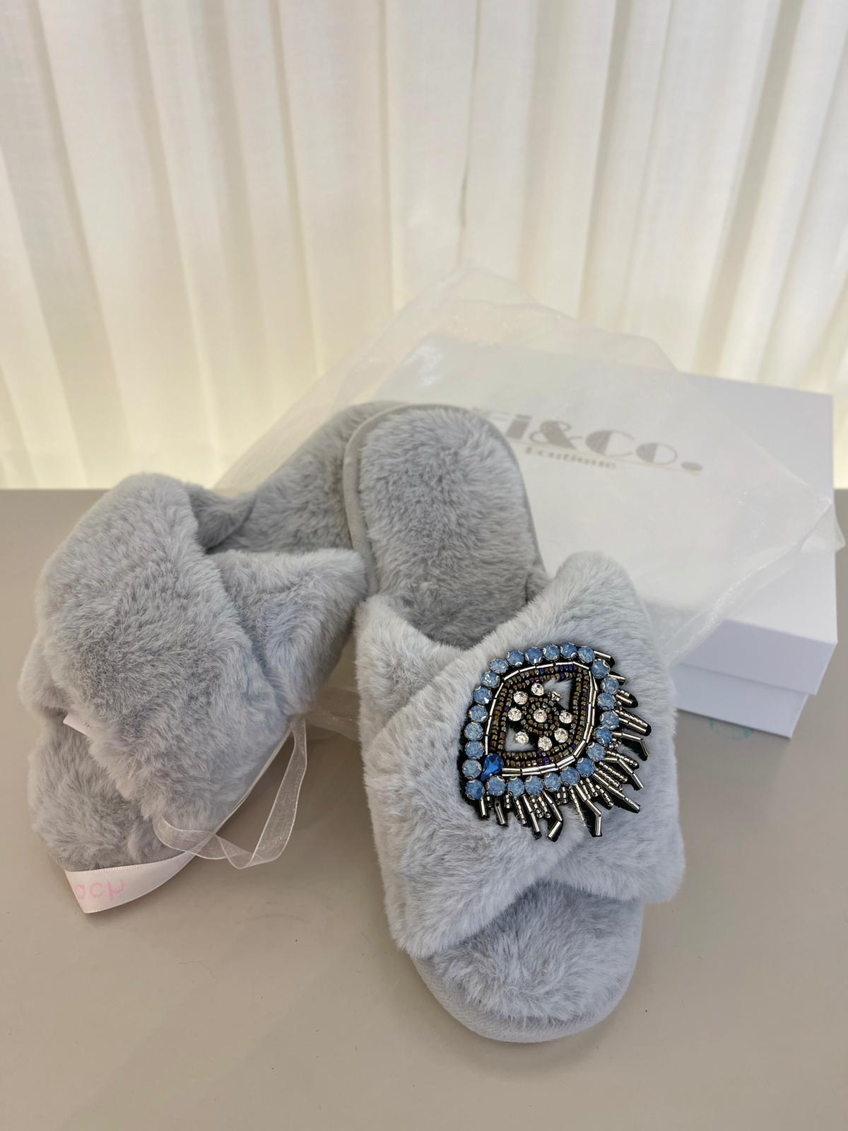 Grey Eye Slippers-Fi&Co Boutique