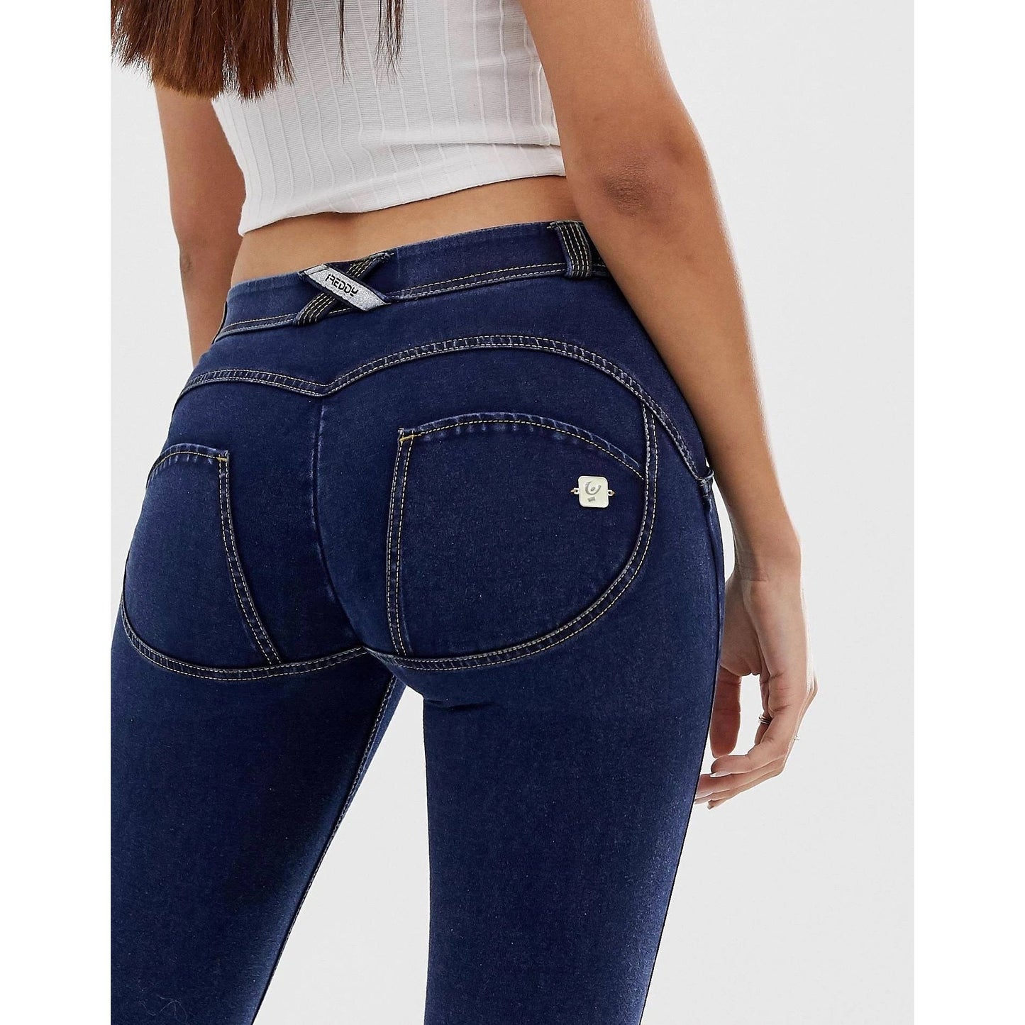 Freddy Dark Denim Yellow Stitch with Twisted Slit Seam-Dark Denim-Fi&Co Boutique