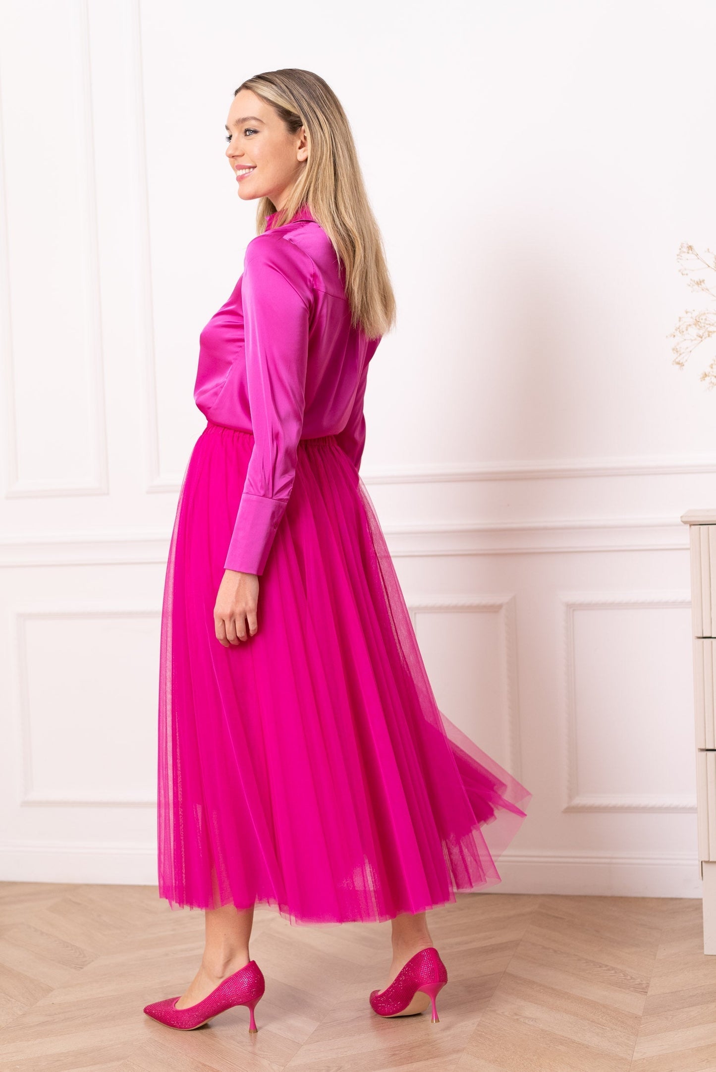 Carrie Tulle Skirt Fuchsia Pink-S/M-Fi&Co Boutique