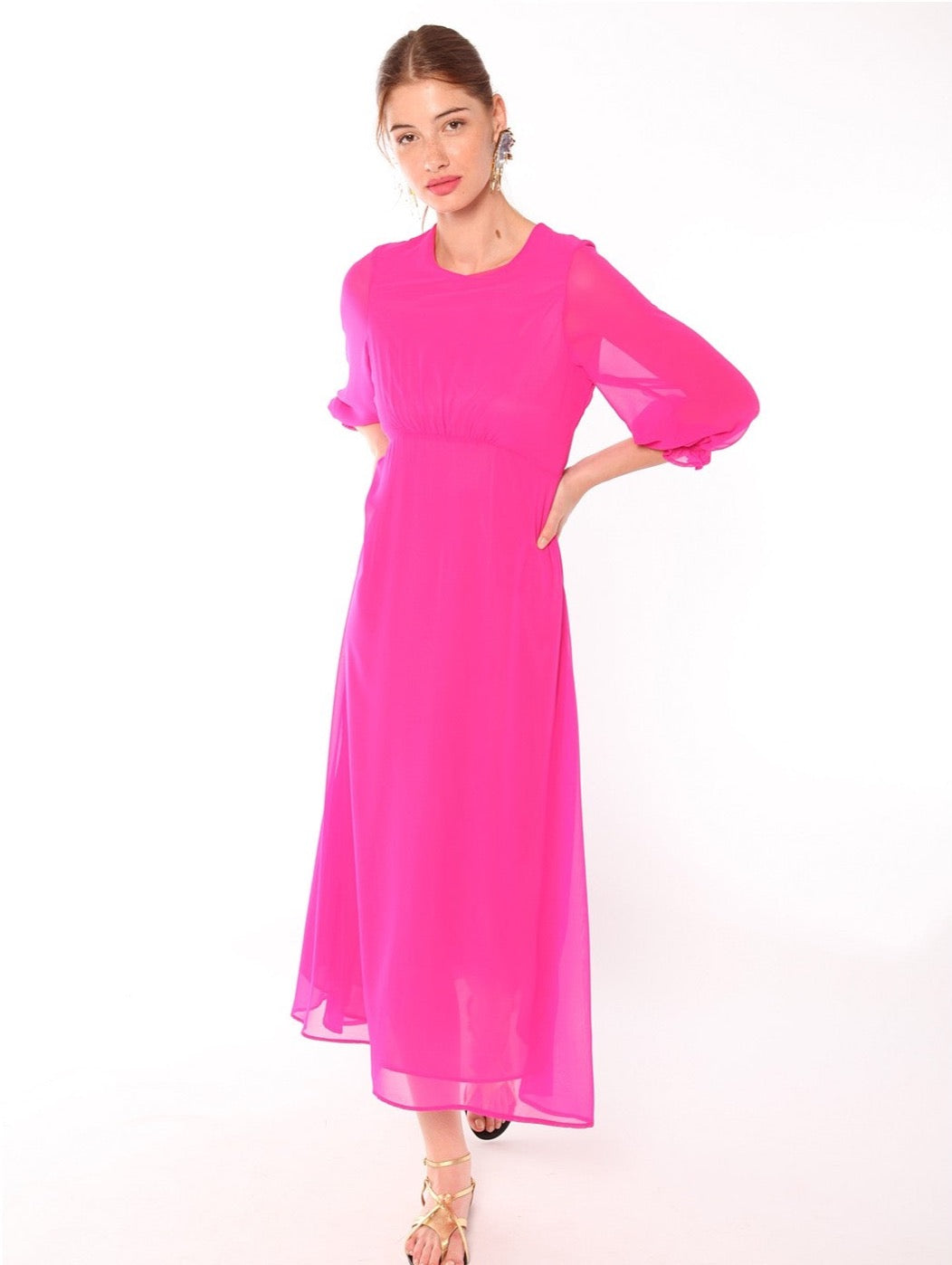 Vilagallo Kara Fuchsia Chiffon Dress-Fi&Co Boutique
