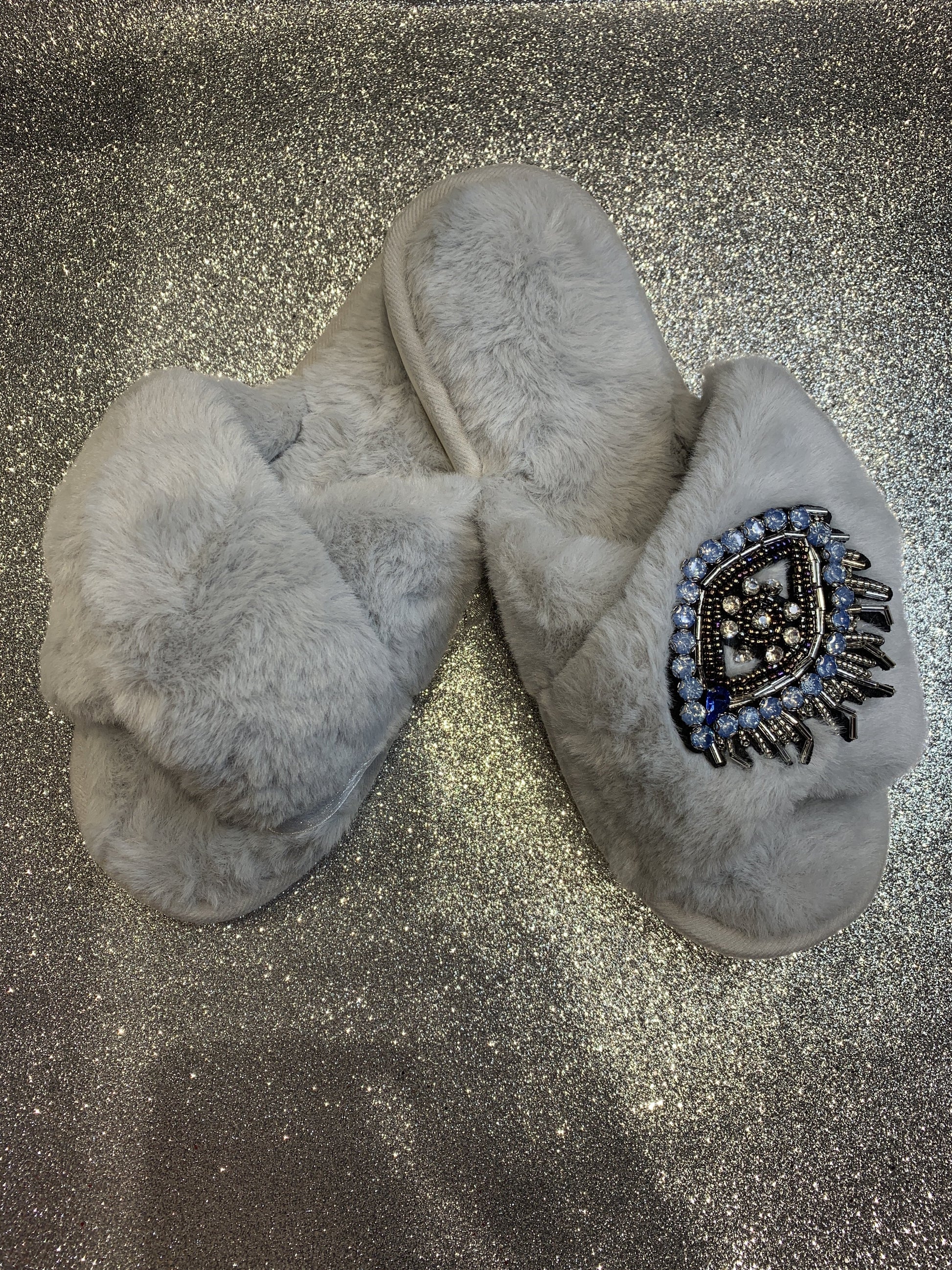 Grey Eye Slippers-Fi&Co Boutique