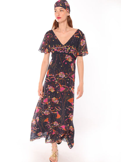 Vilagallo Florence Giverny Navy Print Dress-Fi&Co Boutique